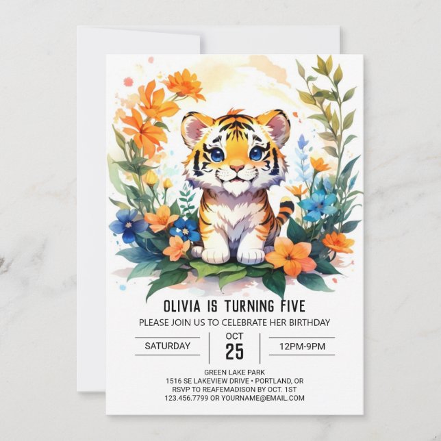 Invitación de cumpleaños de Tiger Boy imprimible (Anverso)