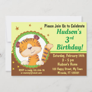 Invitación de cumpleaños de tigre lindo