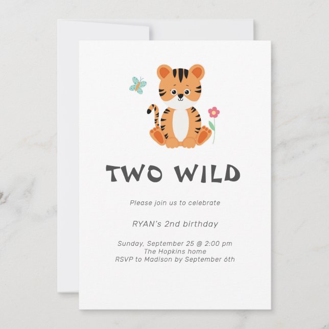 Invitación de cumpleaños de tigres (Anverso)