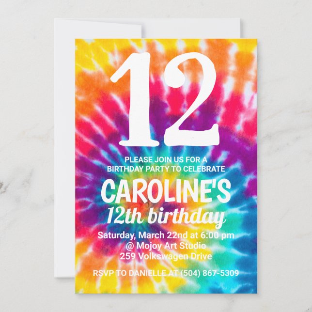 Invitación de cumpleaños de tinte de tinta (Anverso)