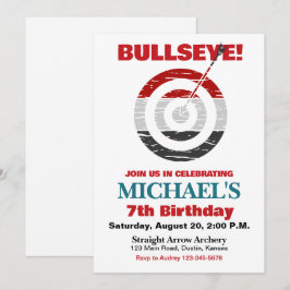 Invitación de cumpleaños de tiro con arco en el bl