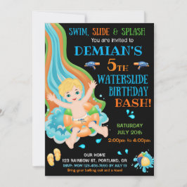 Invitación de cumpleaños de tobogán de agua fiesta