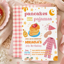 Invitación de cumpleaños de Tortitas y Pijamas par