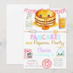 Invitación de cumpleaños de tortitas y pijamas par