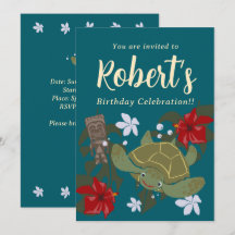 Invitación de cumpleaños de tortuga marina de dibu