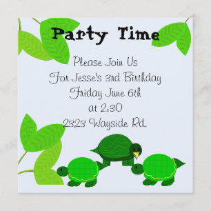 Invitación de cumpleaños de Tortuga Verde