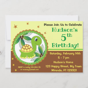 invitación de cumpleaños de tortugas lindas