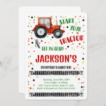 Invitación de cumpleaños de tractor
