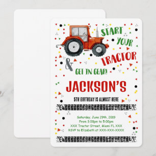 Invitación de cumpleaños de tractor