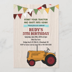 INVITACIÓN DE CUMPLEAÑOS DE TRACTOR ANTIGUO PARA C