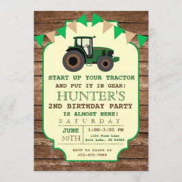 Invitación de cumpleaños de tractor, cumpleaños de