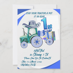 Invitación de cumpleaños de tractor editable, Invi