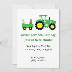 Invitación de cumpleaños de tractor • Invitación e