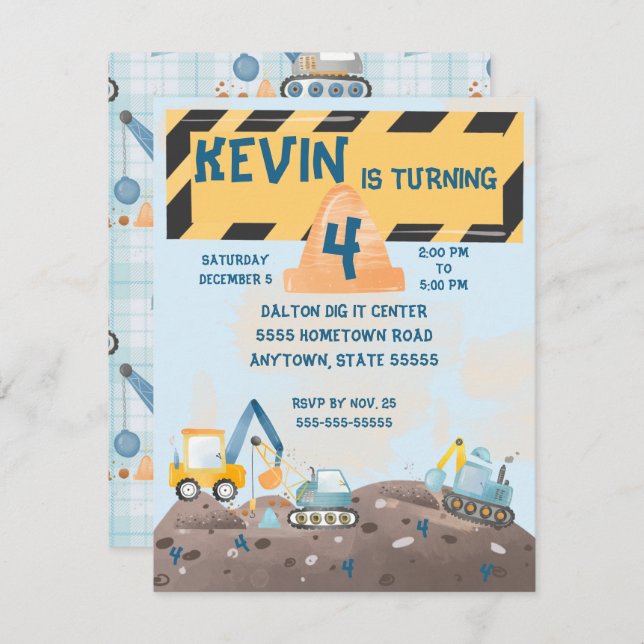 Invitación de cumpleaños de tractor para niños