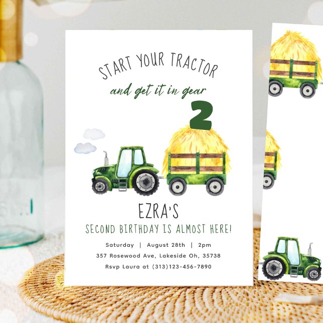 Invitación de cumpleaños de tractor para niños de  (Subido por el creador)