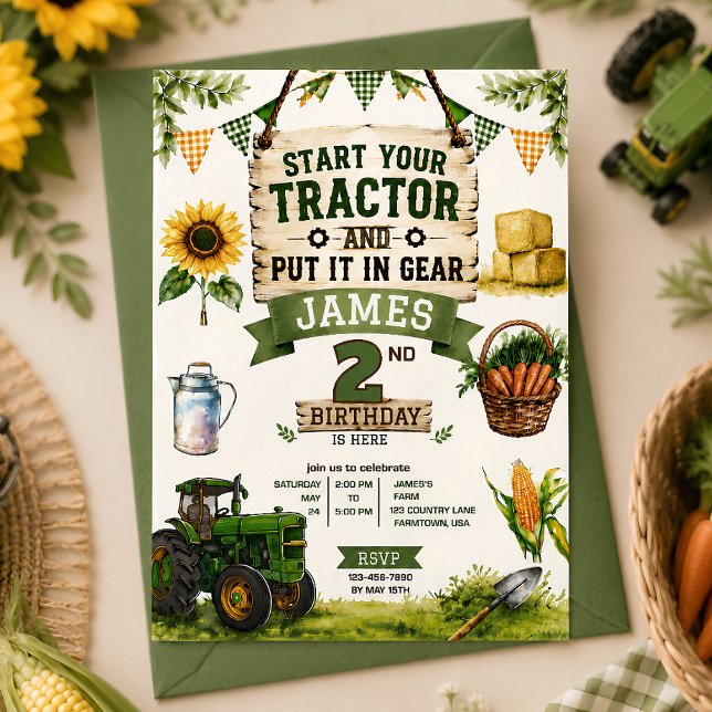 Invitación de cumpleaños de Tractor Personalizada  (Subido por el creador)