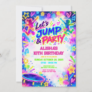 Invitación de cumpleaños de trampolín con brillo n
