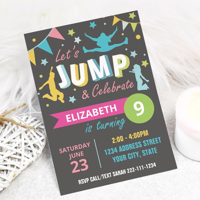 invitación de cumpleaños de trampoline park (Subido por el creador)