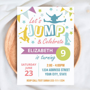 Invitación de cumpleaños de Trampoline Park blanca