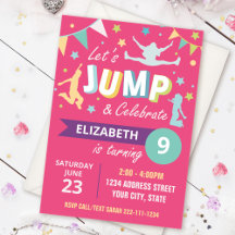 Invitación de cumpleaños de Trampoline Park rosa
