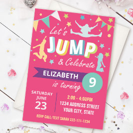 Invitación de cumpleaños de Trampoline Park rosa