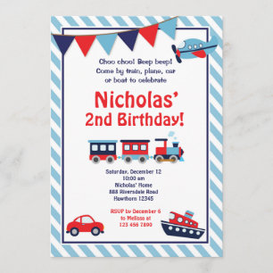 Invitación de cumpleaños de transporte / Invitació