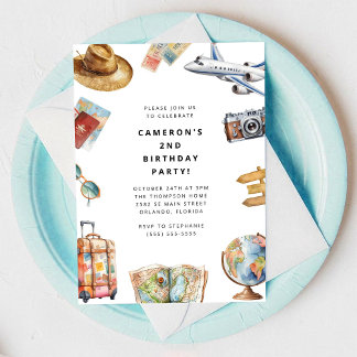 Invitación de cumpleaños de Travel World