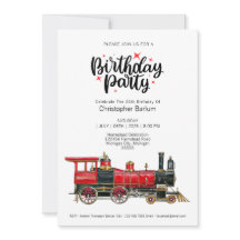 Invitación de cumpleaños de tren vintage estético
