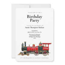 Invitación de cumpleaños de tren vintage estético
