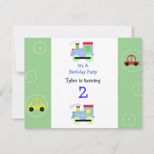 Invitación de cumpleaños de trenes y coches
