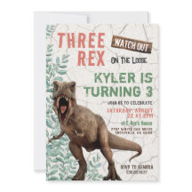 Invitación de cumpleaños de tres dinosaurios Rex