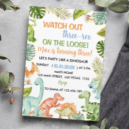 Invitación de cumpleaños de tres rex Dinosaurios d