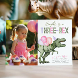 Invitación de cumpleaños de tres rex dinosaurios p
