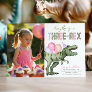 Invitación de cumpleaños de tres rex dinosaurios p