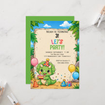 Invitación de cumpleaños de Triceratops lindo