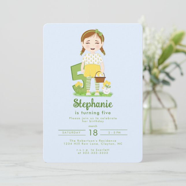 Invitación de cumpleaños de Tulip (Anverso de pie)