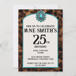 Invitación de cumpleaños de turquesa y tortuga al