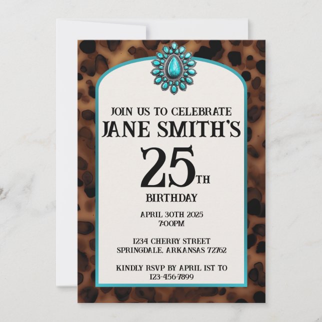 Invitación de cumpleaños de turquesa y tortuga al  (Anverso)