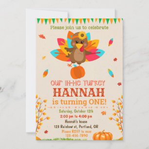 Invitación de cumpleaños de Turquía chica de invit