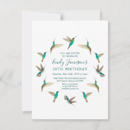 Invitación de cumpleaños de Turquoise Hummingbirds