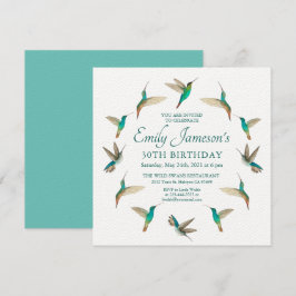 Invitación de cumpleaños de Turquoise Hummingbirds