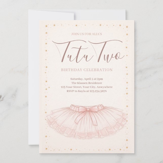 Invitación de Cumpleaños de Tutu Two (Anverso)