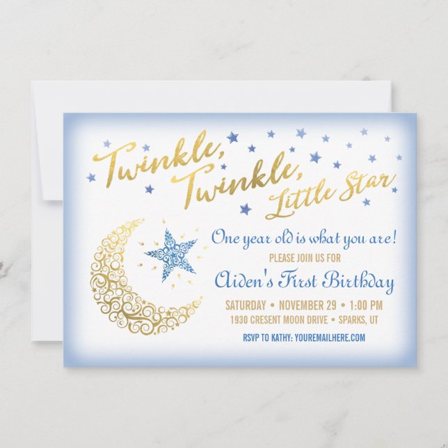Invitación de cumpleaños de Twinkle Twinkle Little (Anverso)
