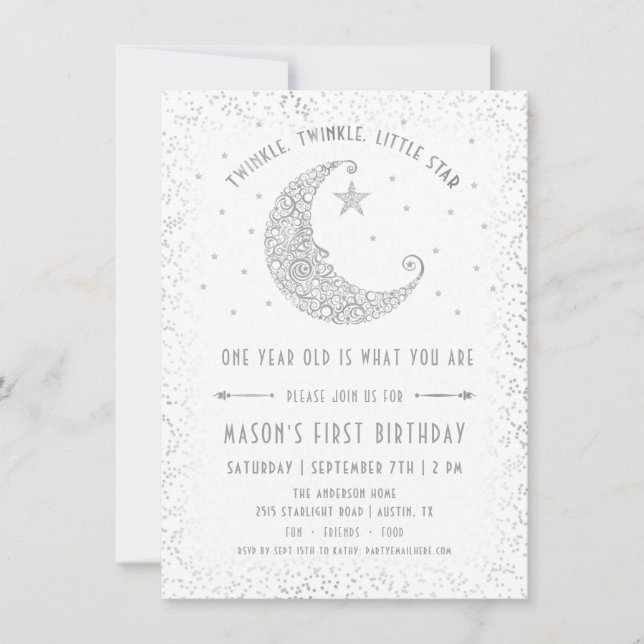 Invitación de cumpleaños de Twinkle Twinkle Little (Anverso)