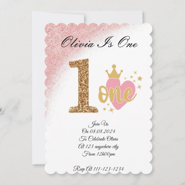 INVITACIÓN DE CUMPLEAÑOS DE UN AÑO (Anverso)