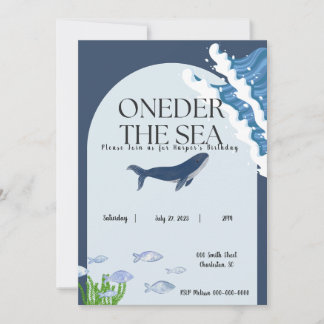 Invitación de cumpleaños de un año por el mar