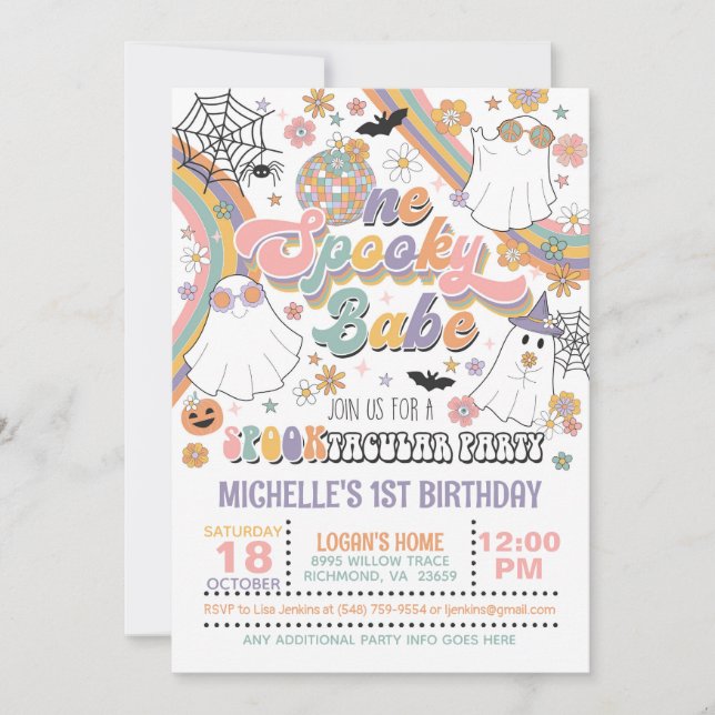 Invitación de cumpleaños de un bebé fantasmal - Ch (Anverso)