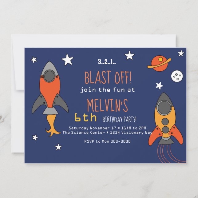 Invitación de cumpleaños de un buque cohete (Anverso)