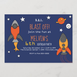 Invitación de cumpleaños de un buque cohete