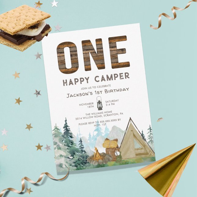Invitación de cumpleaños de un camper feliz ruso (Subido por el creador)